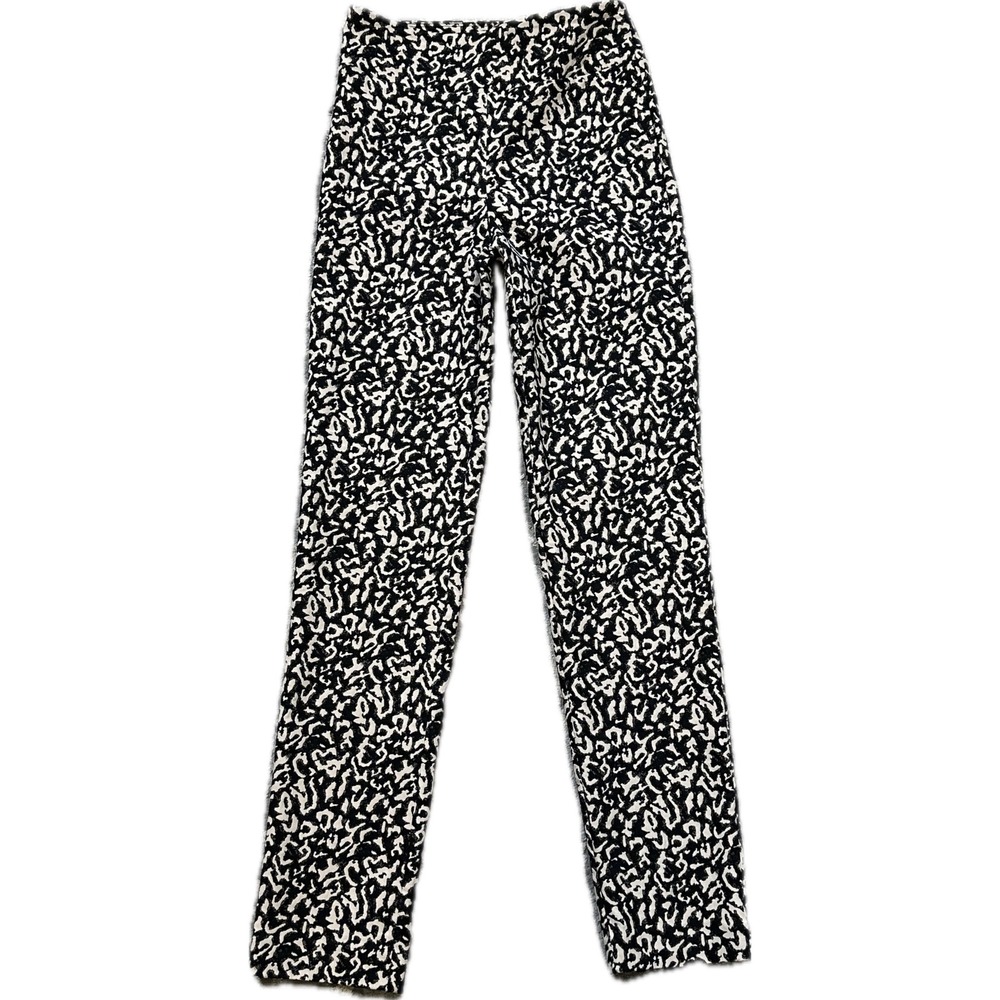 Joseph Ribkoff Slim Pants Animal Print Size 4 Black Cream Stretch Straight Leg
